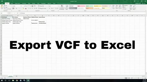 How do I manually convert Excel to VCF?