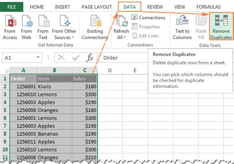 How do I manually remove duplicates in Excel?