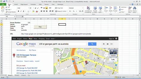 How do I map data from Google Maps to Excel?