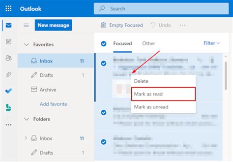 How do I mass read all emails in Outlook?