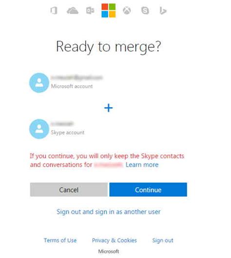 How do I merge two Microsoft accounts?