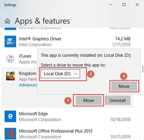 How do I move Apps from C to D drive?