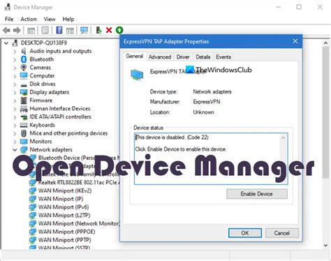 How do I open Device Manager in settings?