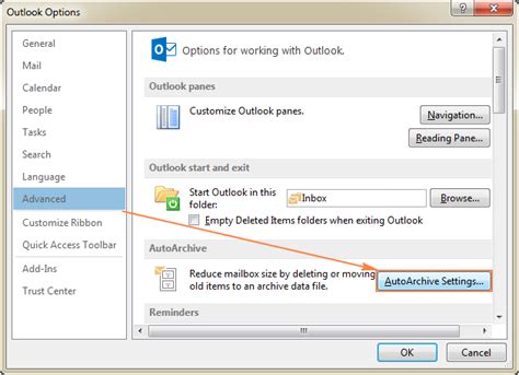 How do I open auto archive in Outlook?