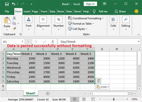 How do I paste large data into Excel?