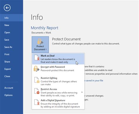 How do I protect a document in an email?