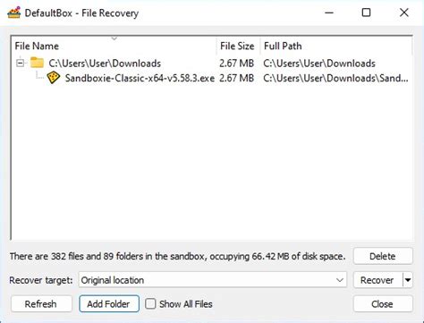 How do I recover files from Sandboxie?