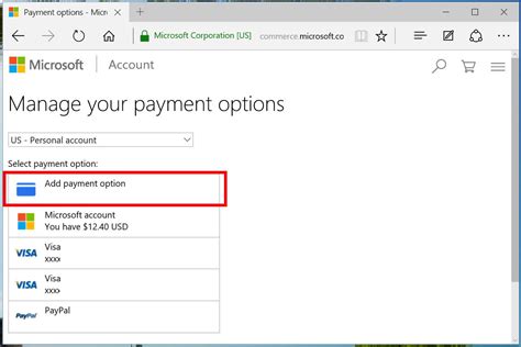 How do I remove Microsoft payment options?