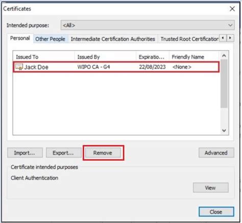 How do I remove a certificate?
