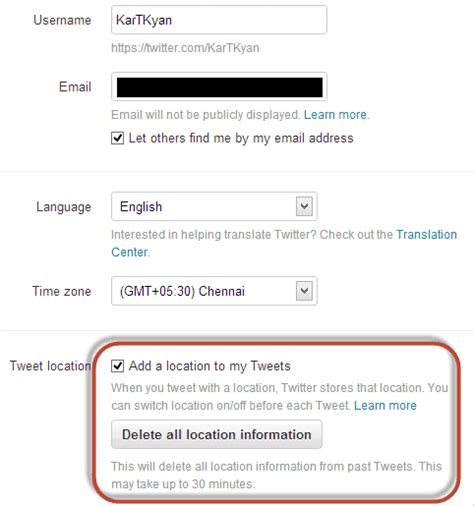 How do I remove all location information attached to my tweets?
