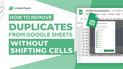 How do I remove duplicates without shifting cells?