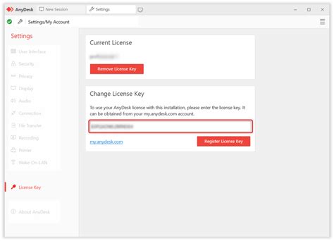 How do I remove my AnyDesk license key?