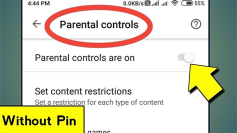 How do I remove parental control from my account?