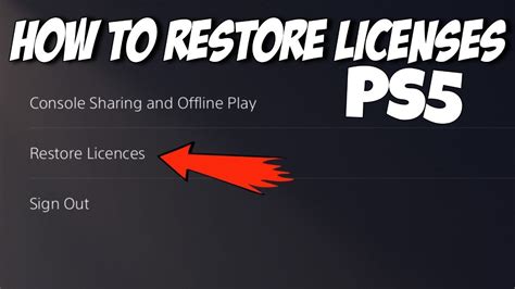 How do I restore licenses on PS5?