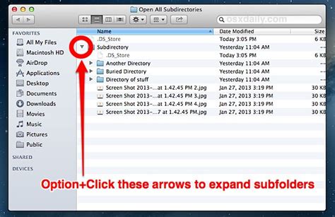 How do I see all subfolders on my Mac?