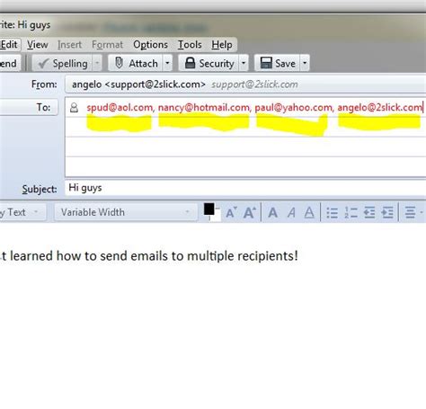 How do I send multiple email addresses at once?