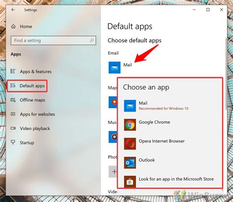 How do I set default apps in Windows 10?
