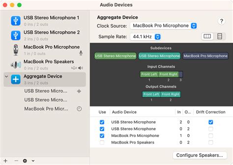 How do I set up aggregate device on Mac?