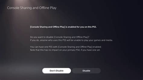 How do I share console and offline play on PS5?