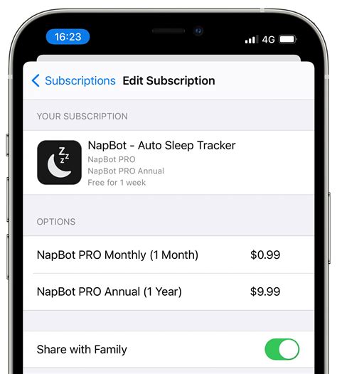 How do I share subscriptions on my iPhone?