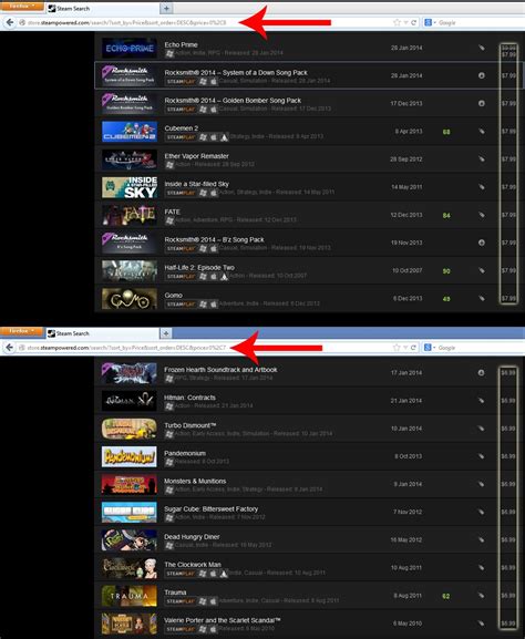 How do I sort Steam by lowest price?