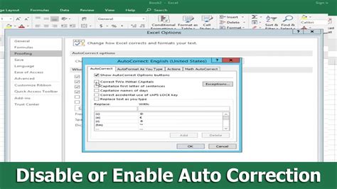 How do I stop Excel from auto correcting cells?