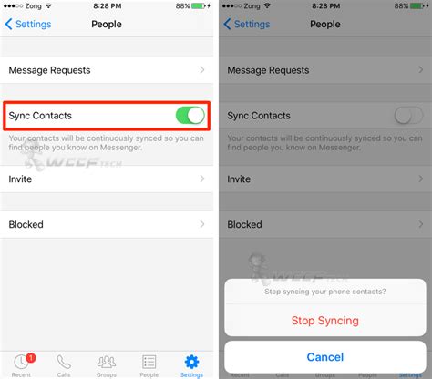 How do I stop Facebook from syncing my iPhone contacts?