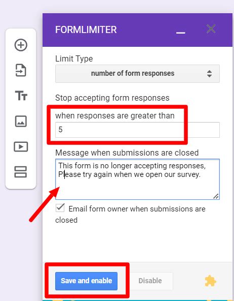 How do I stop Google Forms from accepting responses?