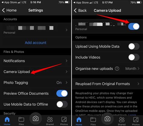 How do I stop my iPhone from uploading photos to OneDrive?