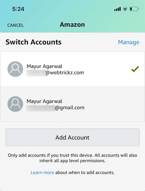 How do I switch accounts on a switch?