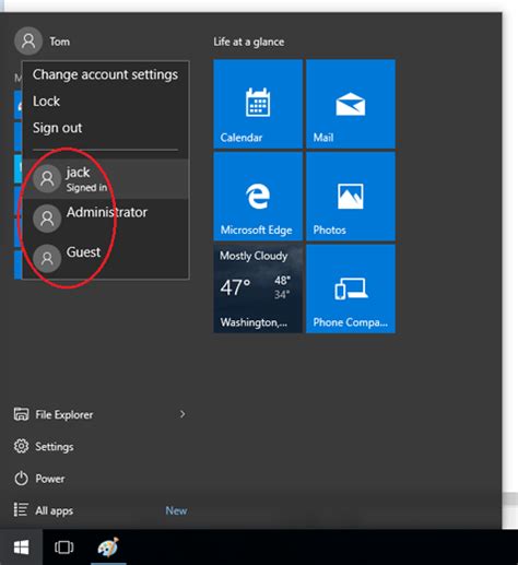 How do I switch users in Windows?