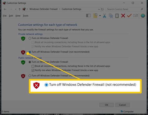 How do I temporarily disable Windows Defender Firewall?