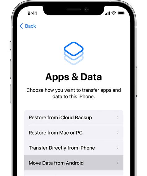 How do I transfer apps and data from iPhone to Android?