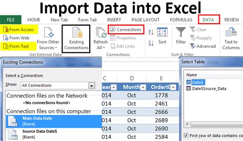 How do I transfer data into Excel?