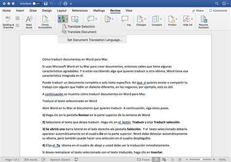 How do I translate a document on a Mac?