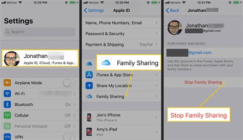How do I turn off Family Sharing on iOS?