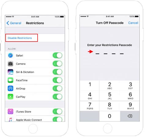 How do I turn off restrictions on my iPhone?