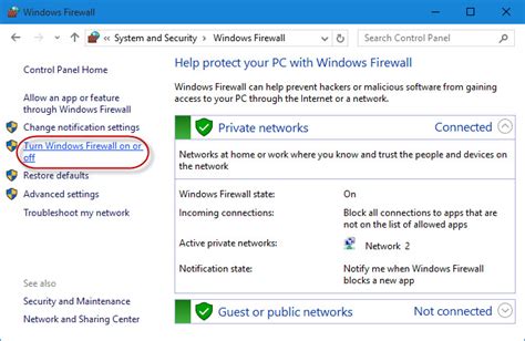 How do I turn on Private Network firewall in Windows?