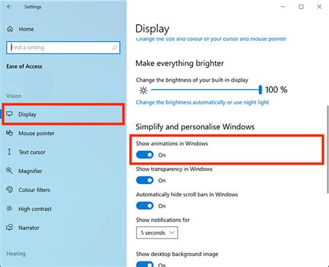 How do I turn on all animations in Windows 10?