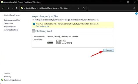 How do I turn on file history?
