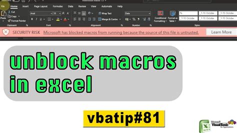 How do I unblock a macro in Excel?