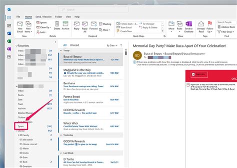 How do I unspam an email in Outlook?