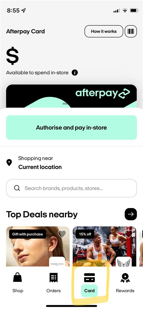 How do I use my Afterpay card in wallet?