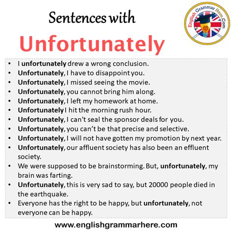 How do I use unfortunately in a sentence?