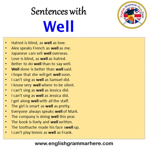How do I use well in a sentence?