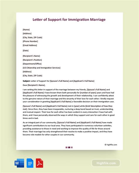 How do I write a letter of support for immigration marriage?