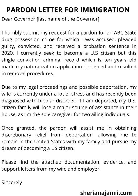 How do I write a pardon letter for immigration?