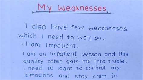 How do I write about my weaknesses?