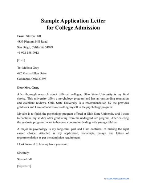 How do I write an application letter for college?