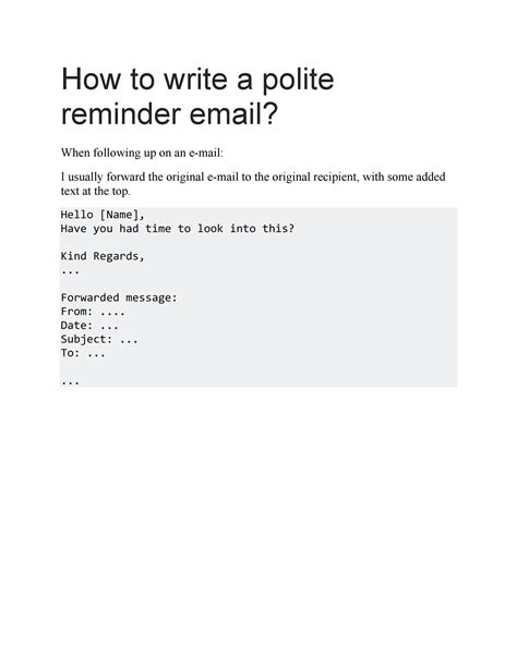 How do I write an email with a reminder?